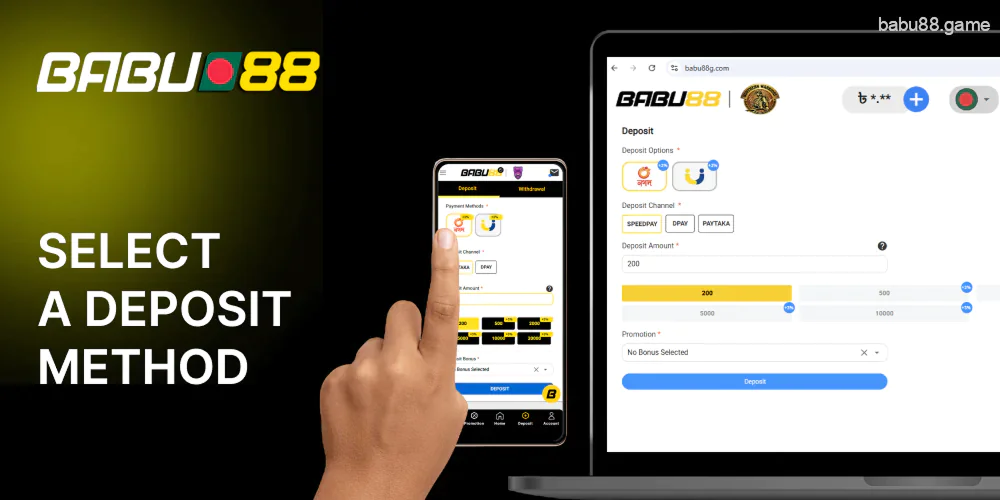 Tap on the picture of Babu88 payment method